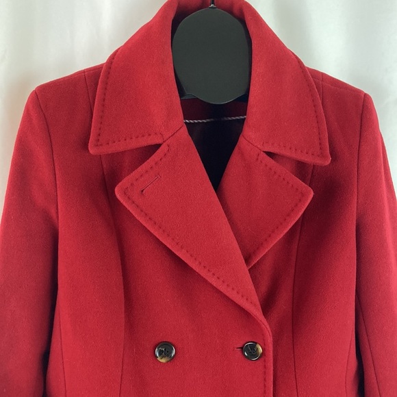 LANDS End Red Wool Blend Coat - Picture 5 of 8